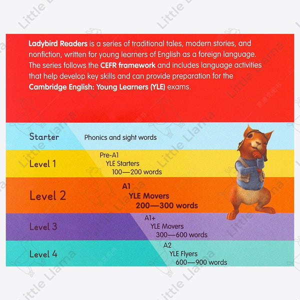 [點讀] Ladybird Readers Level 2 快樂瓢蟲第二階 英文分級繪本 (15冊書＋15本練習冊)(送點讀詞卡)(適合4-9歲)｜經典童話 薑餅人 小紅帽 - Little Llama 小羊駝雜貨店